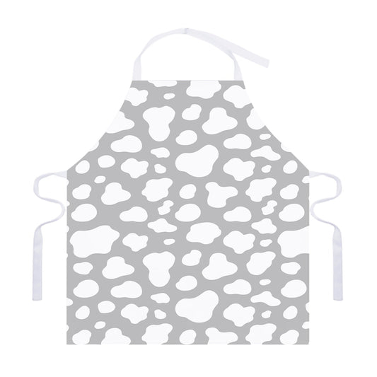 White And Grey Cow Print Adjustable Apron
