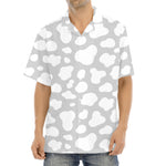 White And Grey Cow Print Aloha Shirt