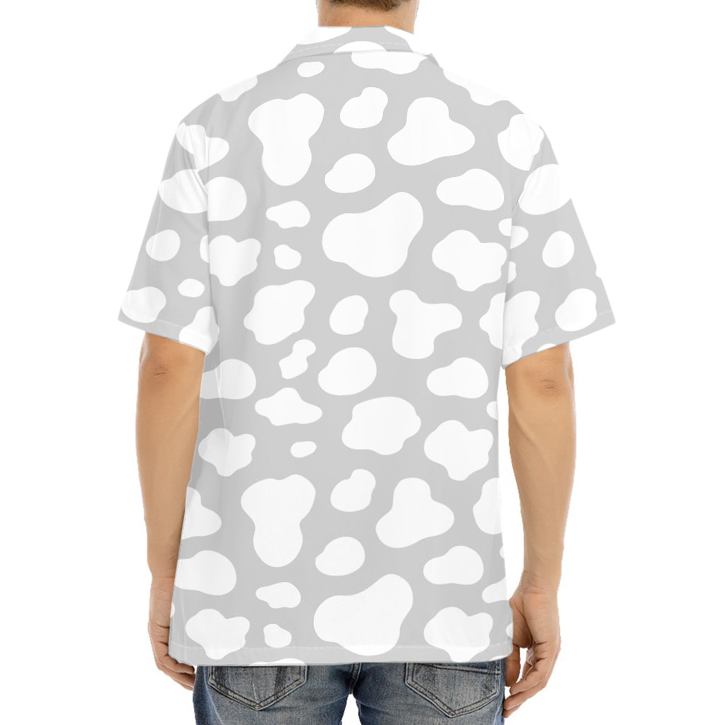 White And Grey Cow Print Aloha Shirt