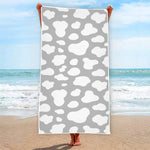 White And Grey Cow Print Beach Towel