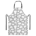 White And Grey Cow Print Bib Apron With Pocket