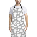 White And Grey Cow Print Bib Apron With Pocket