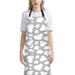 White And Grey Cow Print Bib Apron With Pocket