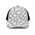 White And Grey Cow Print Black Mesh Trucker Hat