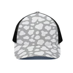 White And Grey Cow Print Black Mesh Trucker Cap