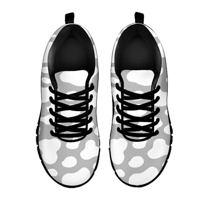 White And Grey Cow Print Black Running Shoes