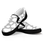 White And Grey Cow Print Black Slip On Sneakers