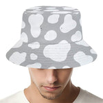 White And Grey Cow Print Bucket Hat