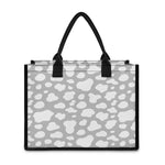 White And Grey Cow Print Canvas Tote Bag