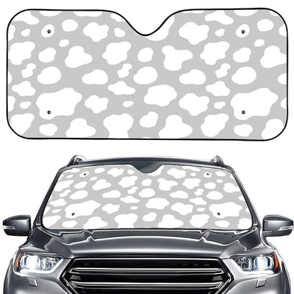 White And Grey Cow Print Car Windshield Sun Shade