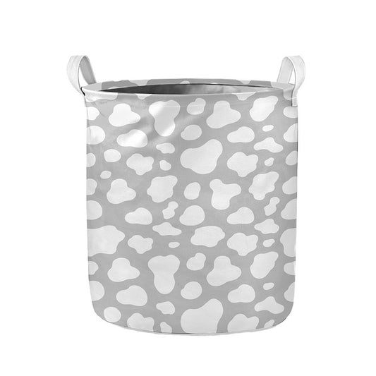 White And Grey Cow Print Collapsible Laundry Basket