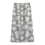 White And Grey Cow Print Cotton Front Slit Maxi Skirt