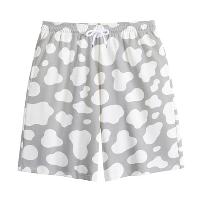White And Grey Cow Print Cotton Shorts