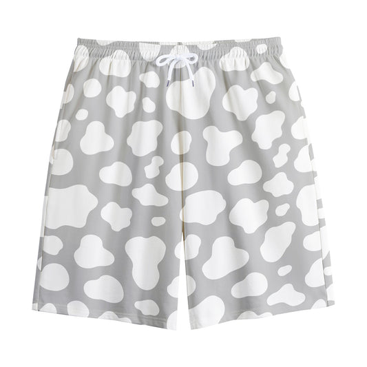 White And Grey Cow Print Cotton Shorts