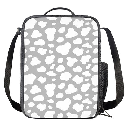 White And Grey Cow Print Crossbody Lunch Bag