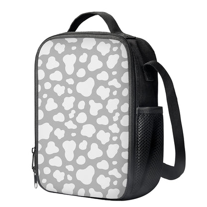 White And Grey Cow Print Crossbody Lunch Bag