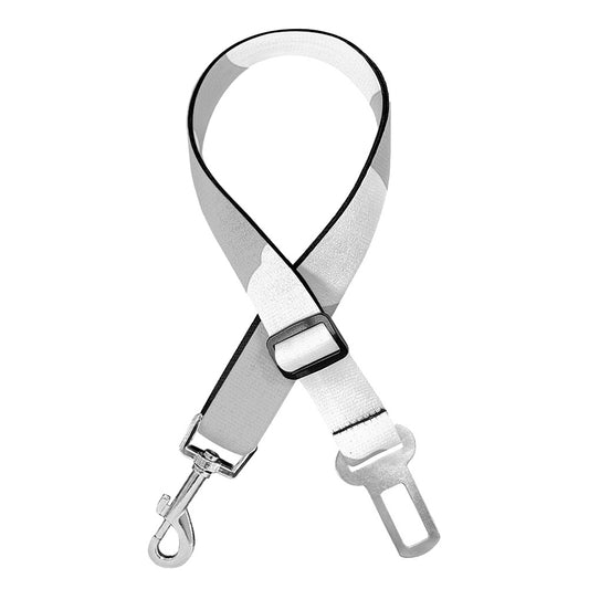 White And Grey Cow Print Dog Seat Belt