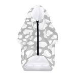 White And Grey Cow Print Dog Zip Up Hoodie