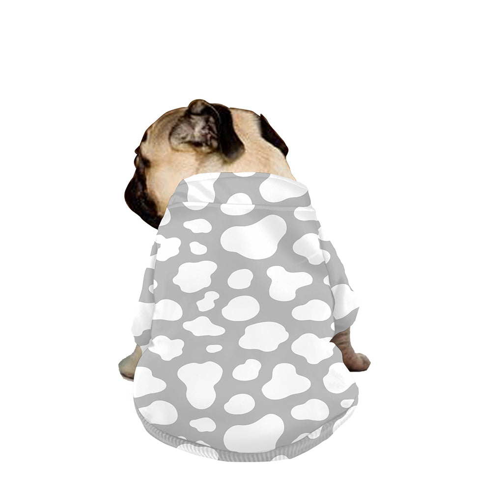 White And Grey Cow Print Dog Zip Up Jacket