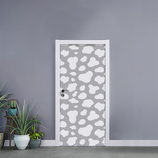 White And Grey Cow Print Door Sticker