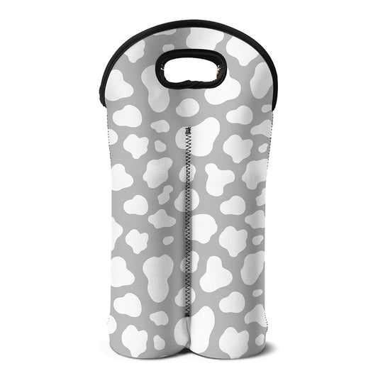 White And Grey Cow Print Double Neoprene Wine Tote