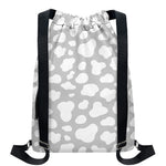 White And Grey Cow Print Drawstring Backpack