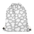 White And Grey Cow Print Drawstring Bag