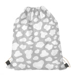 White And Grey Cow Print Drawstring Bag