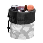 White And Grey Cow Print Drawstring Makeup Bag