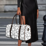 White And Grey Cow Print Duffle Bag