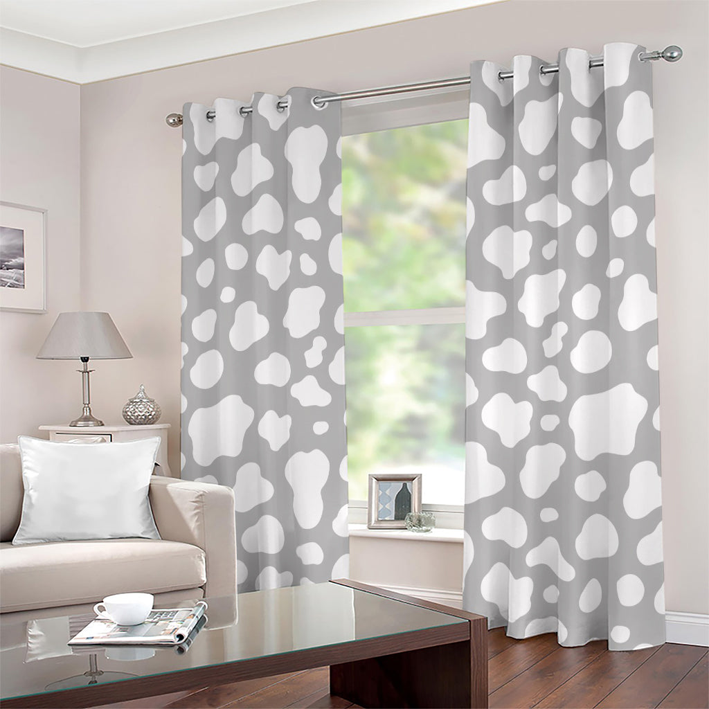 White And Grey Cow Print Extra Wide Grommet Curtains
