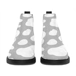 White And Grey Cow Print Flat Ankle Boots