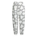 White And Grey Cow Print Fleece Lined Knit Pants