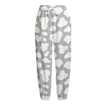 White And Grey Cow Print Fleece Lined Knit Pants