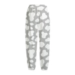 White And Grey Cow Print Fleece Lined Knit Pants