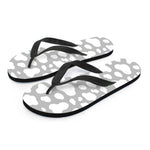 White And Grey Cow Print Flip Flops