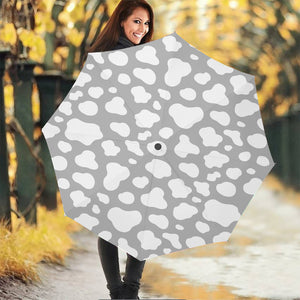 White And Grey Cow Print Foldable Umbrella