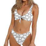 White And Grey Cow Print Front Bow Tie Bikini