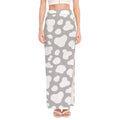 White And Grey Cow Print High Slit Maxi Skirt