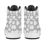 White And Grey Cow Print High Top Leather Sneakers