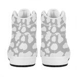 White And Grey Cow Print High Top Leather Sneakers