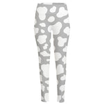 White And Grey Cow Print High-Waisted Pocket Leggings