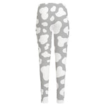 White And Grey Cow Print High-Waisted Pocket Leggings