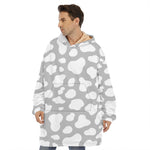 White And Grey Cow Print Hoodie Blanket