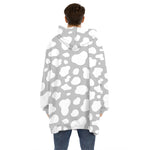 White And Grey Cow Print Hoodie Blanket