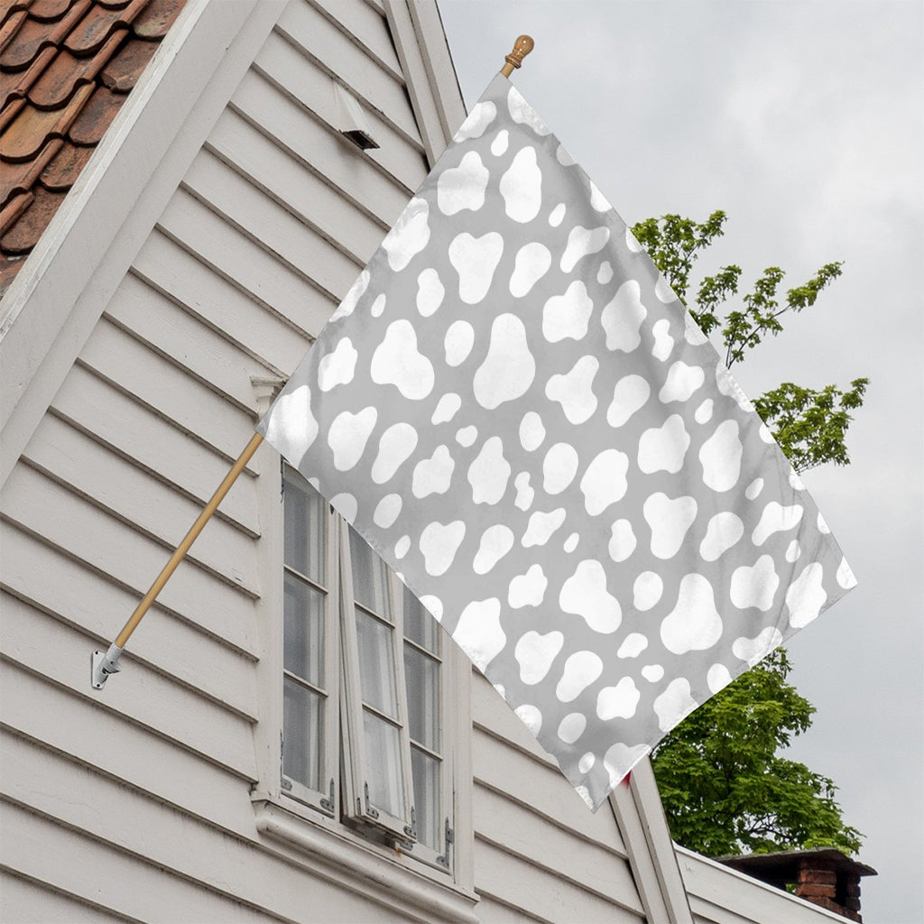 White And Grey Cow Print House Flag