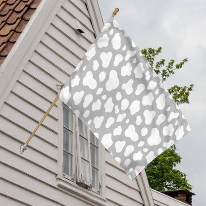 White And Grey Cow Print House Flag