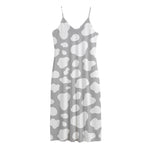 White And Grey Cow Print Jersey Midi Cami Dress