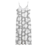 White And Grey Cow Print Jersey Midi Cami Dress