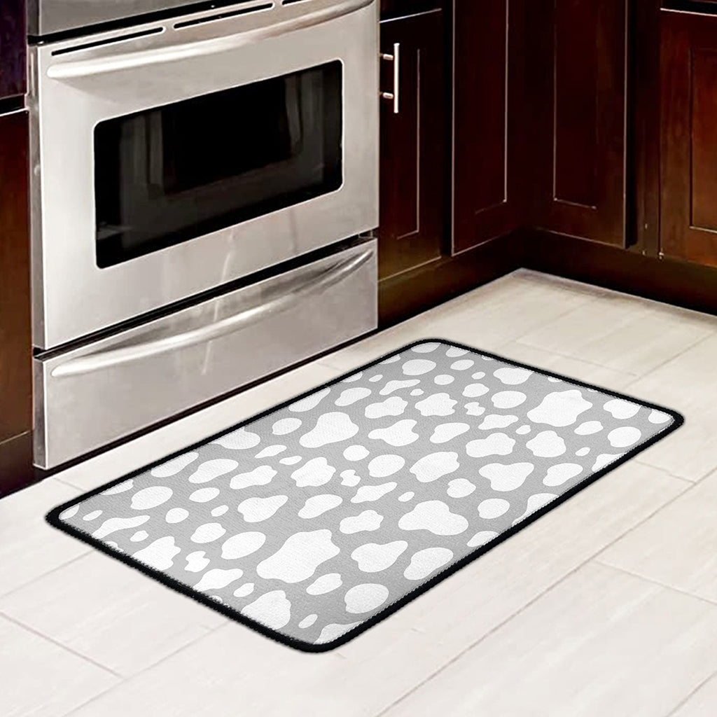 White And Grey Cow Print Kitchen Mat